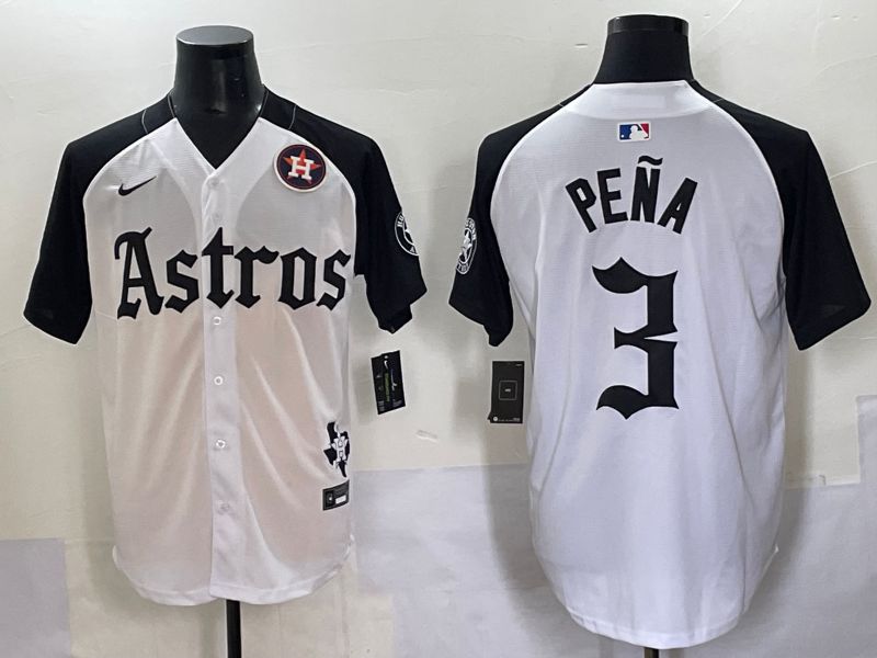 Men 2025 Houston Astros #3 Pena white black Five generations Joint Name Nike MLB Jersey style 9